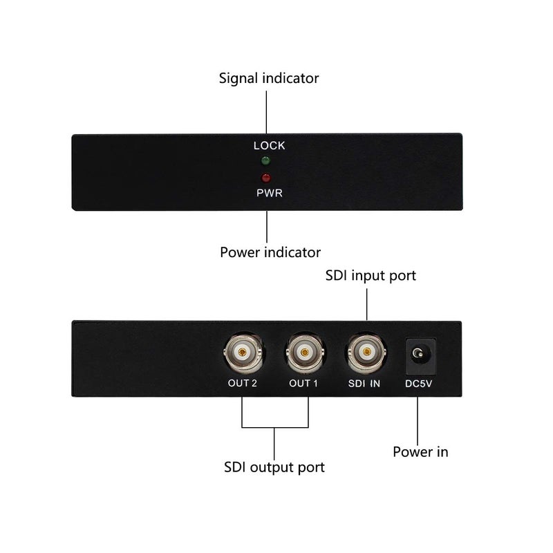 Wiistar SDI Splitter 1x2 Supports SD, HD, 3G-SDI Support 1 in 2 Out Full HD 1080P for Camera Monitor Devices - Image 4